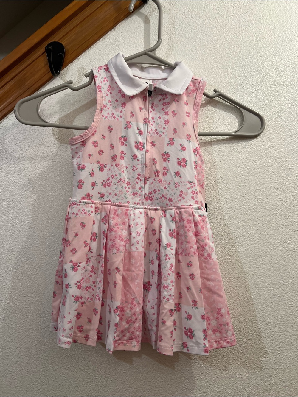 90 Degree By Reflex Pink Floral Polo Zip Dress